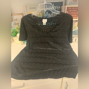 NWT By Kim Rogers Black Lace Top sz 1X